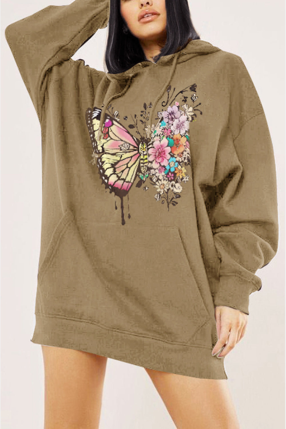 Simply Love Simply Love Full Size Butterfly Graphic Dropped Shoulder Hoodie