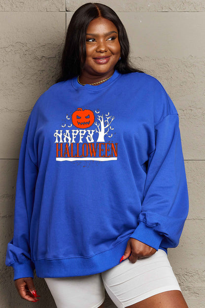 Simply Love Full Size HAPPY HALLOWEEN Graphic Sweatshirt