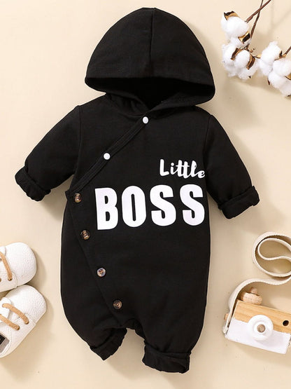 Baba LITTLE BOSS Grafiese Hooded Jumpsuit