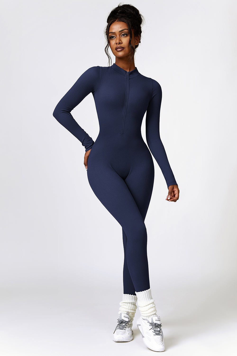 Half rits Langmou Aktiewe Jumpsuit