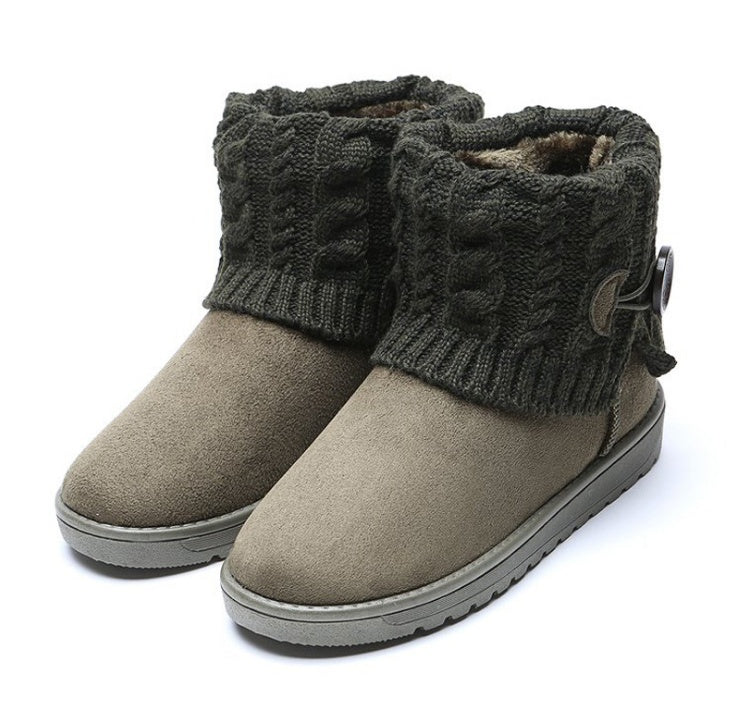 Snow boots autumn and winter new warm cotton boots thick wool tube flat student shoes women high to help soft bottom boots