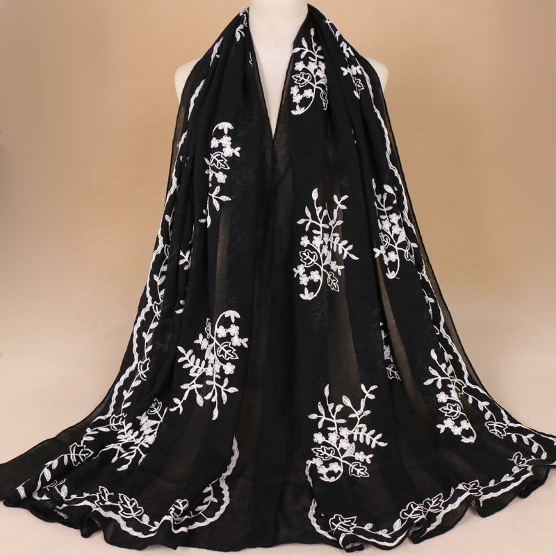 Cotton Embroidered Long Scarf For Indian Women