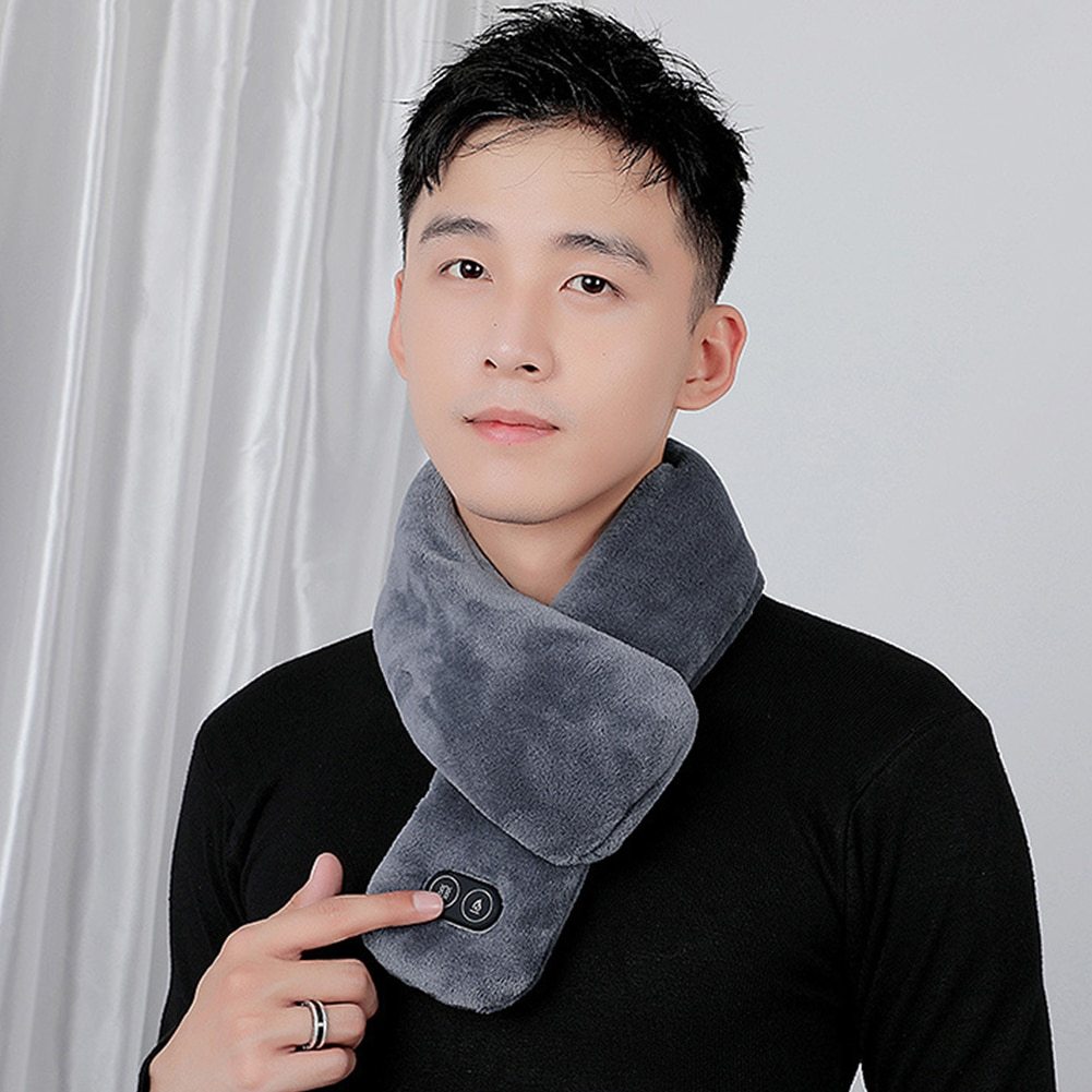 Women Men Soft Temperature Control Pain Relief Cervical Massage Shoulder Neck Wrap USB Heated Scarf Shawl Washable Winter Warm