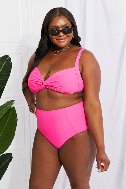 Marina West Swim Take A Dip Twist High-Rise Bikini in Pienk