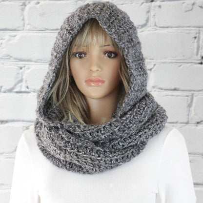 European And American Amazon Fashion Hooded Bib Women Pure Color Woolen Knitted Scarf