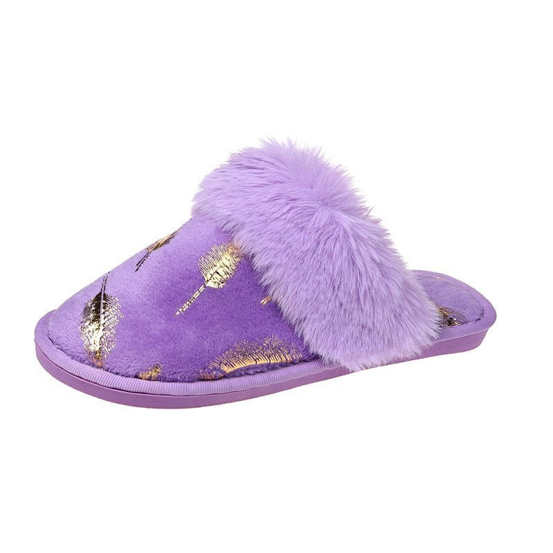 New European and American Home Furnishing Plus Velvet Plus Size Plush Cotton Slippers Women