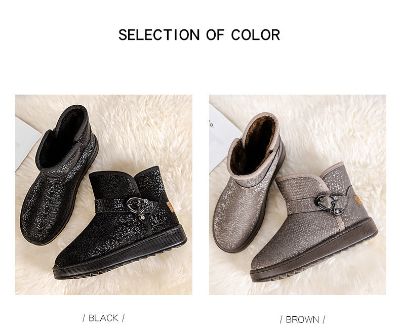 Snow Boots Women Winter Fleece-lined Thicken One Pedal Cotton Shoes Women Ankle Boots