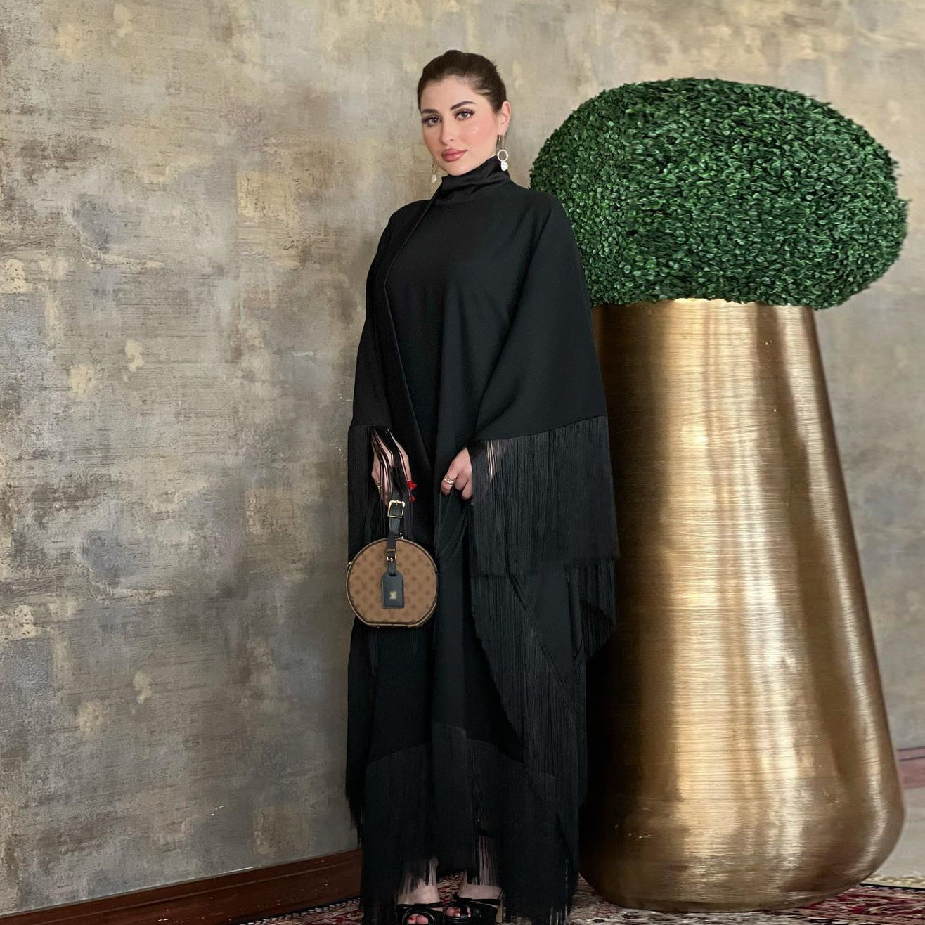 Muslim Women Batwing Sleeve Tassel Kaftan High Fashion Dress