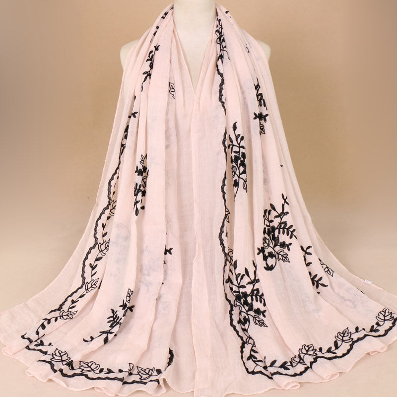 Cotton Embroidered Long Scarf For Indian Women