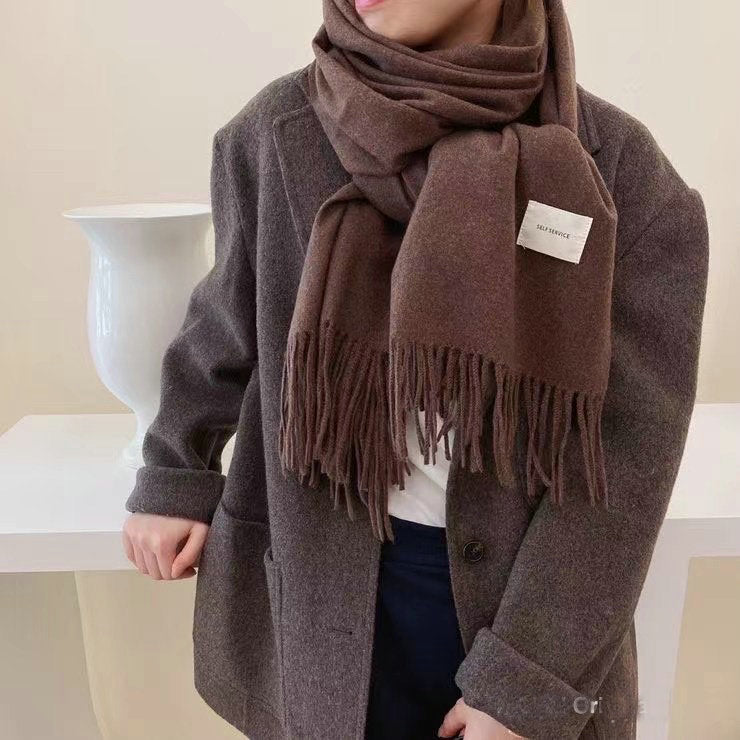 New Style Tassel Imitation Cashmere Scarf Padded Shawl Women