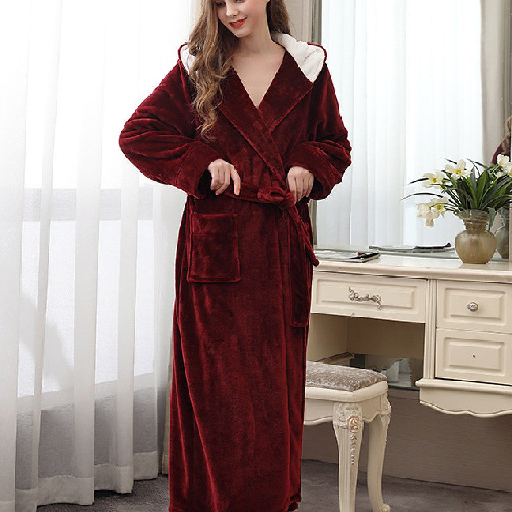 Plus Fat Coral Velvet Bathrobe Pajamas For Men