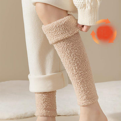 Winter Warm Plush Socks Women Dual-purpose Protection Heel And Knee Sock For Olds