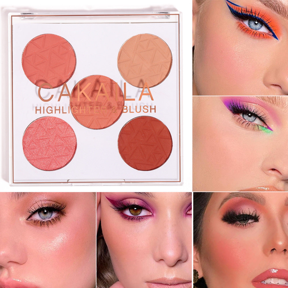 Five-color Matte Pearl Rouge Blush Palette