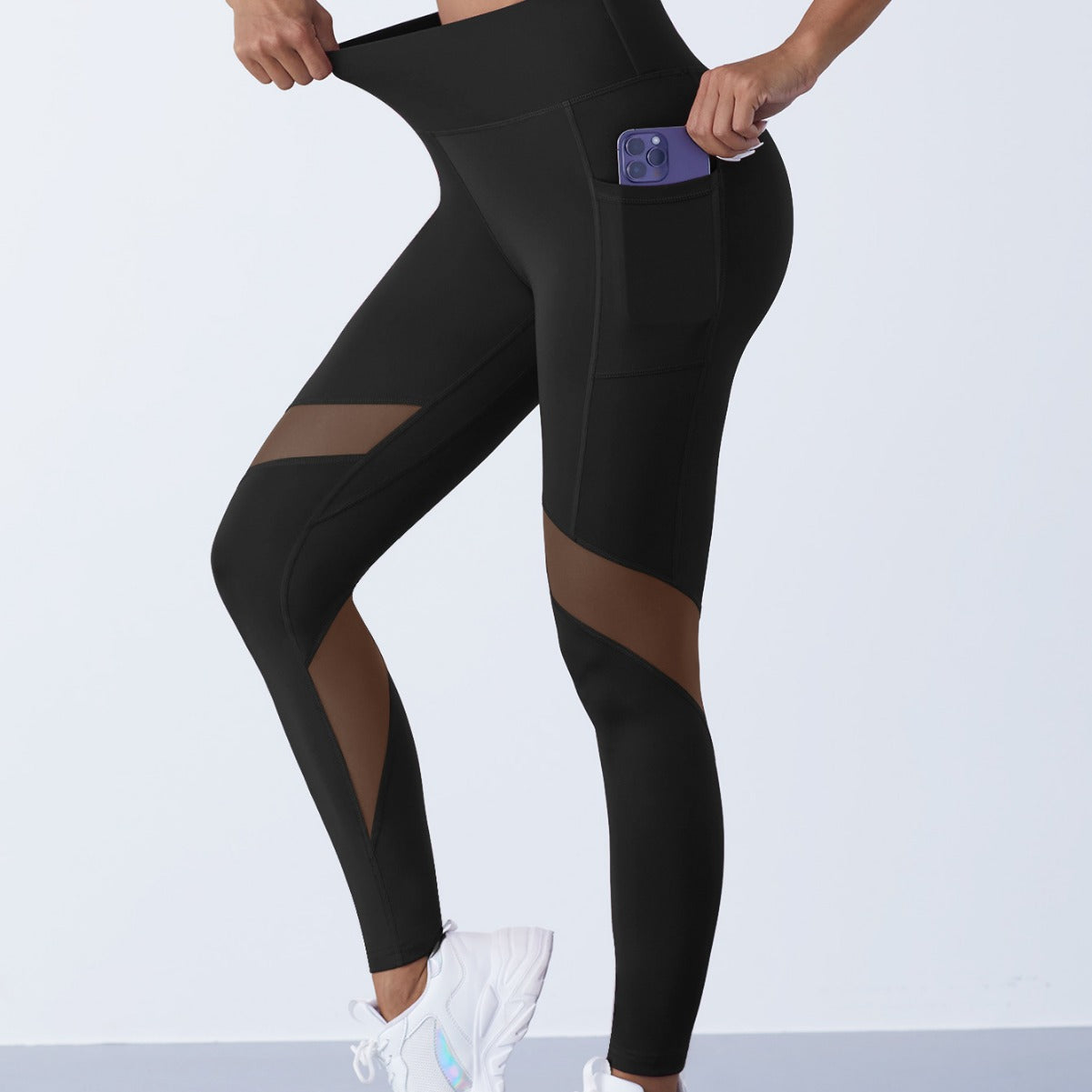 Mesh Stitching Yoga Cropped Sports Leggings