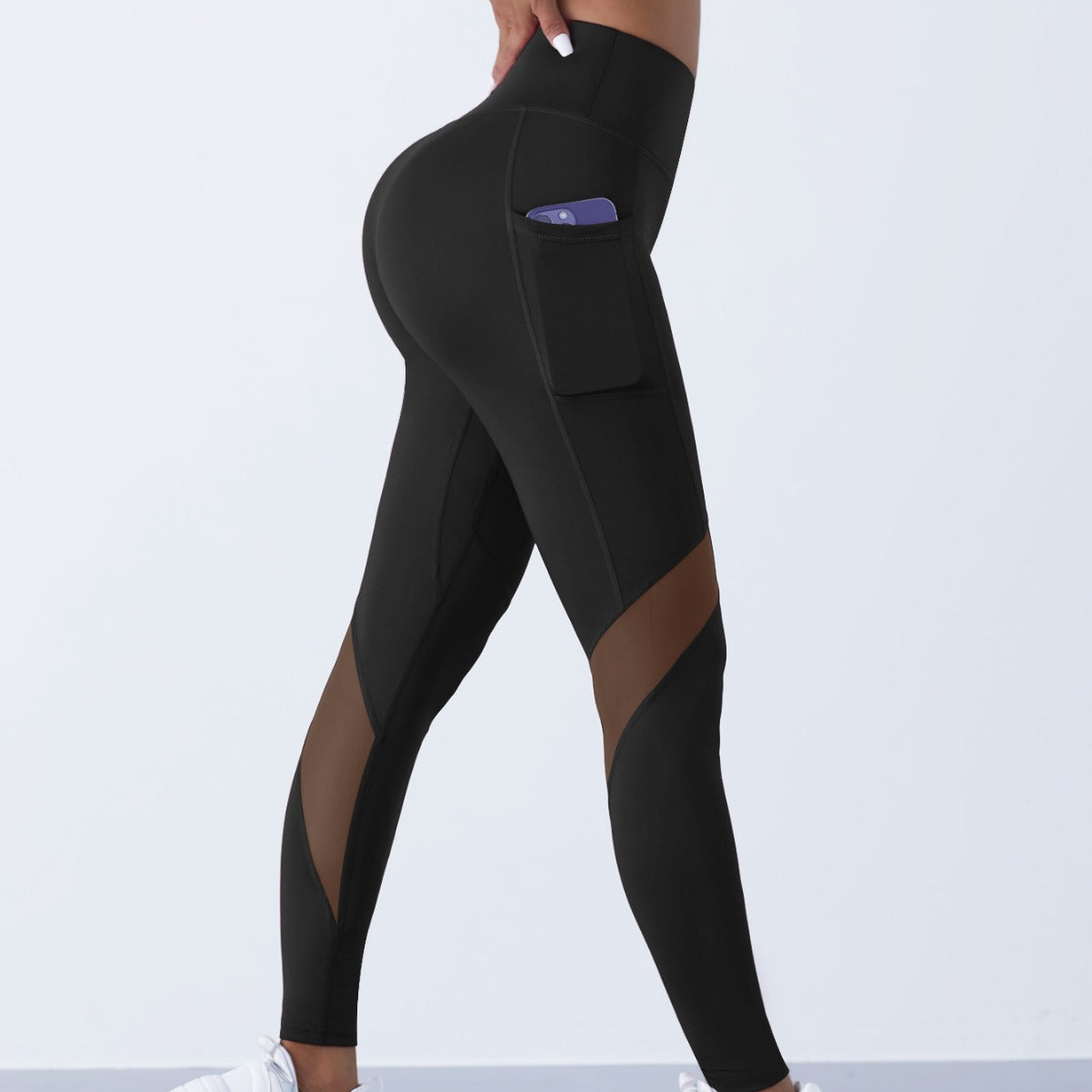 Mesh Stitching Yoga Cropped Sports Leggings