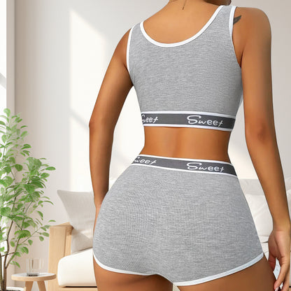 Workout Underwear Cotton Wide-brimmed Letters Sports Underwear Suit