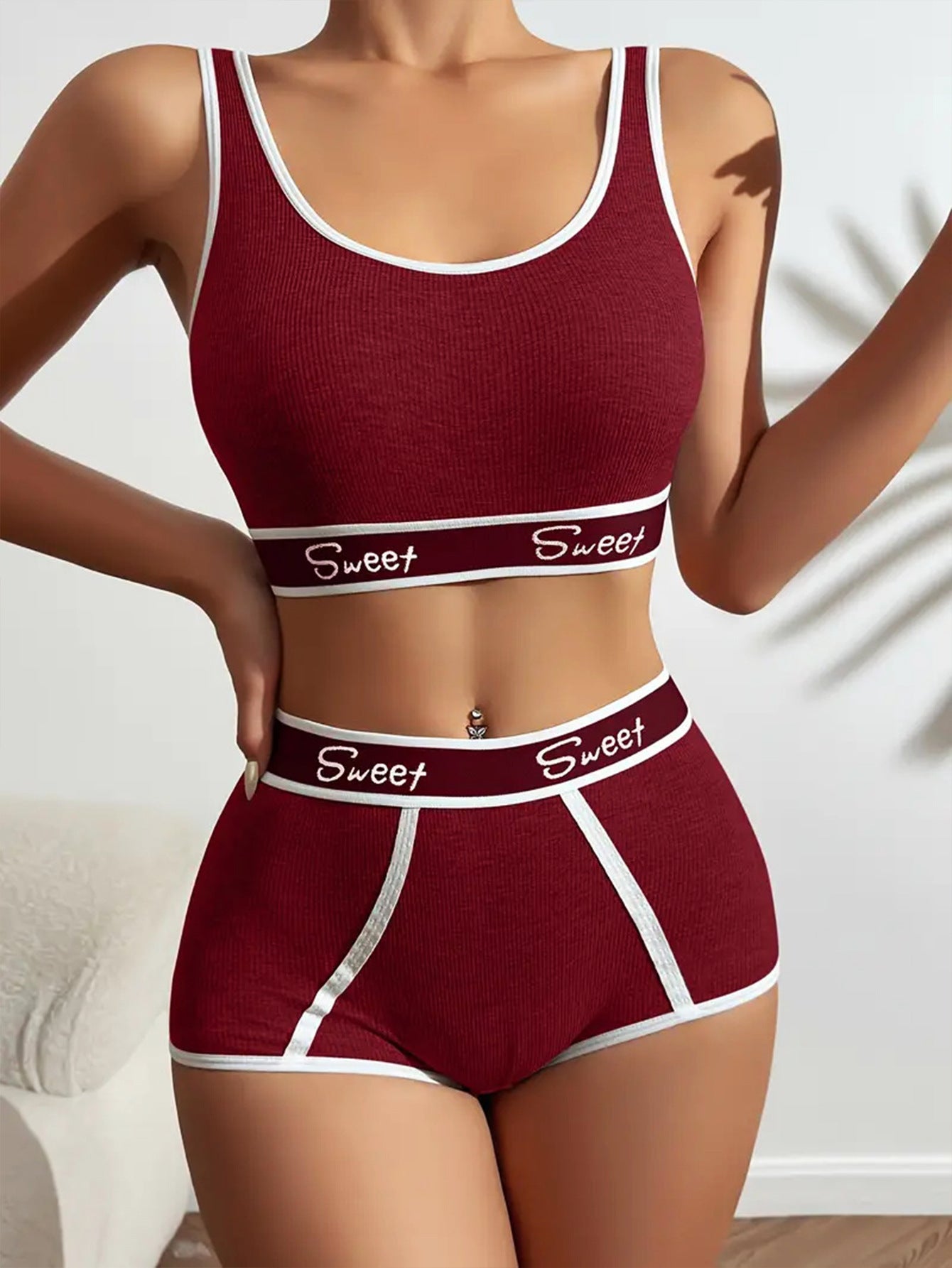 Workout Underwear Cotton Wide-brimmed Letters Sports Underwear Suit