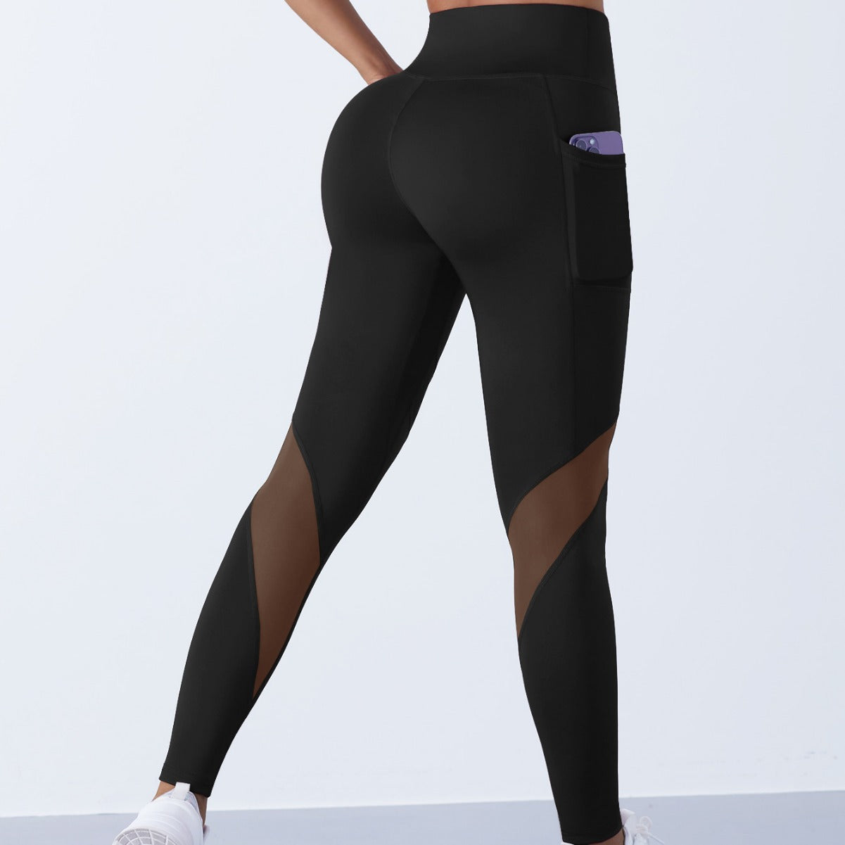 Mesh Stitching Yoga Cropped Sports Leggings