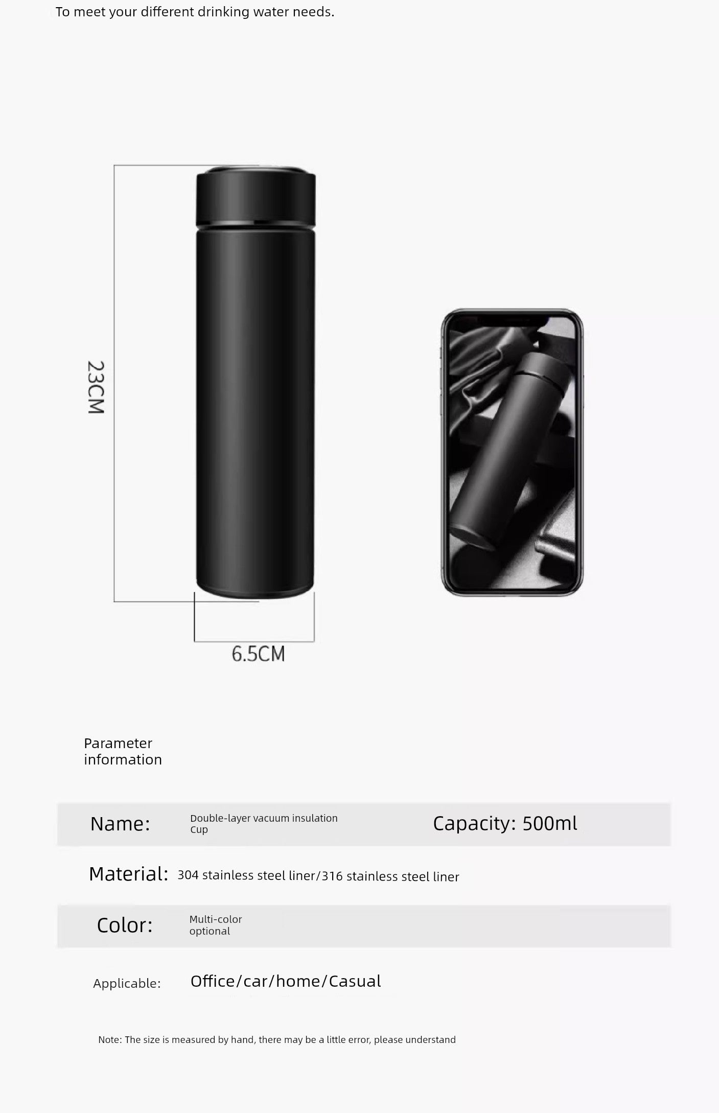 Frosted 304 Stainless Steel Personality Lettering Water Cup