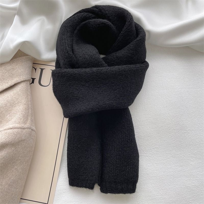 All-match Knitted Scarf For Women Pure Color Warm Keeping Small Scarf