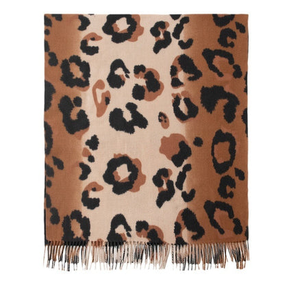 Leopard Print Women Scarf Artificial Cashmere Elegant High Sense Shawl