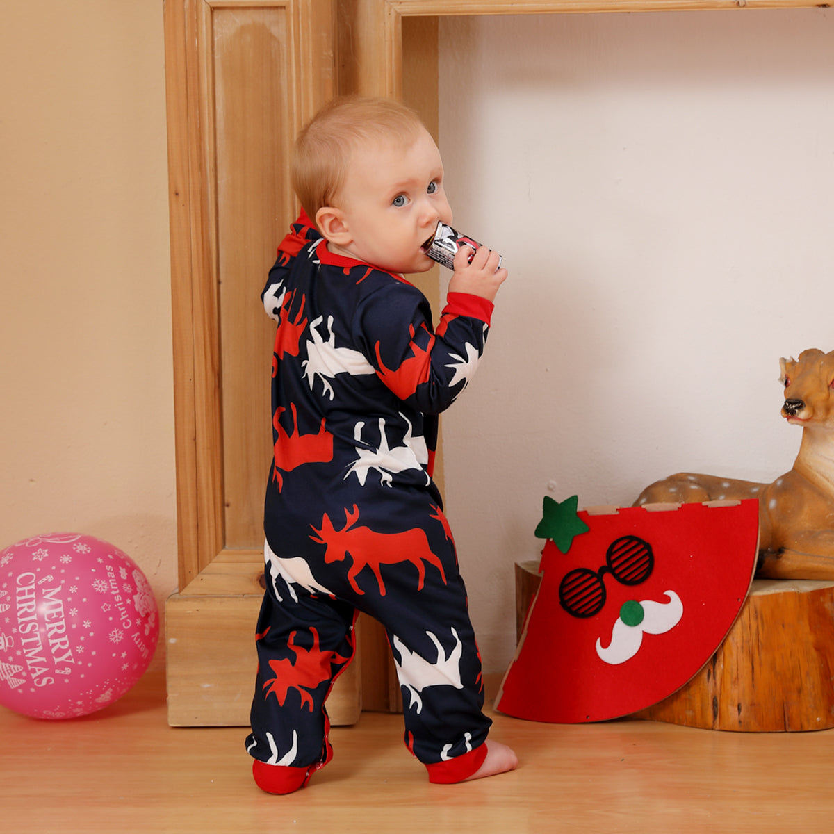 Baby Rendier Print Ronde Nek Jumpsuit