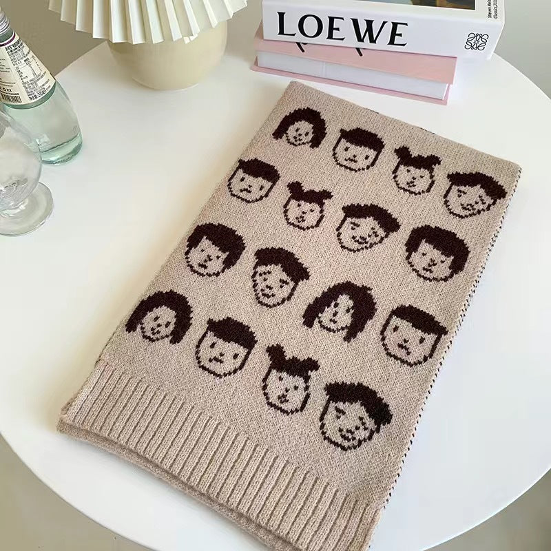 Fashionable Cartoon Head Scarf For Women In Winter