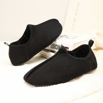 Soft Bottom Suede Ankle Wrap Cotton Slippers Women