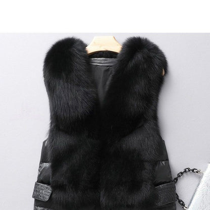 Winter Short Down Jacket Women's Imitation Fox Fur Woolen Women's Winter Wear Vest Cardigan