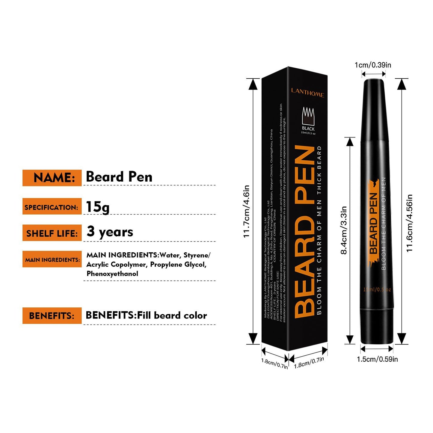 Men's Universal Filling Color Beard Pen