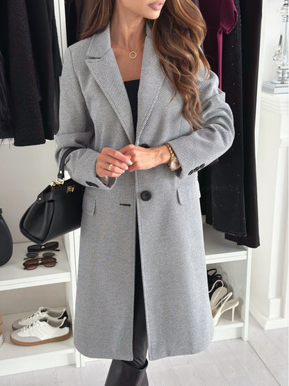 Lapel Single-breasted Wool Coat Winter Long Sleeve Solid Color Long Jacket Women Clothing