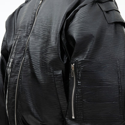 PU Leather Thickened Baseball Cotton-padded Jacket Coat Metal Breasted Flight Jacket