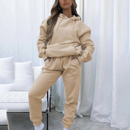 Women's Urban Leisure Pocket Long Sleeve Sweater Pants Suit