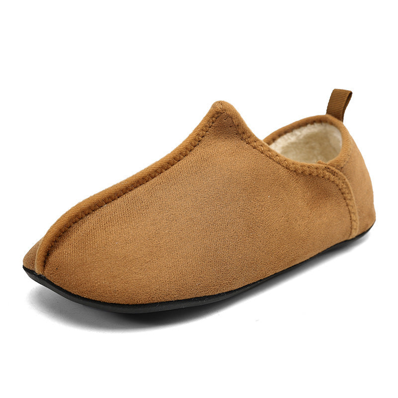 Soft Bottom Suede Ankle Wrap Cotton Slippers Women