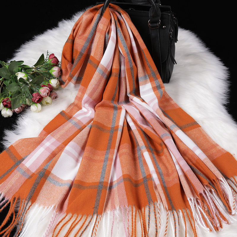 Herfs Winter Nuwe Vroue Britse Kasjmier Geruite Serp Dames 200x70 Dubbelkant Warm Plaid Tossel Sjaal Serp