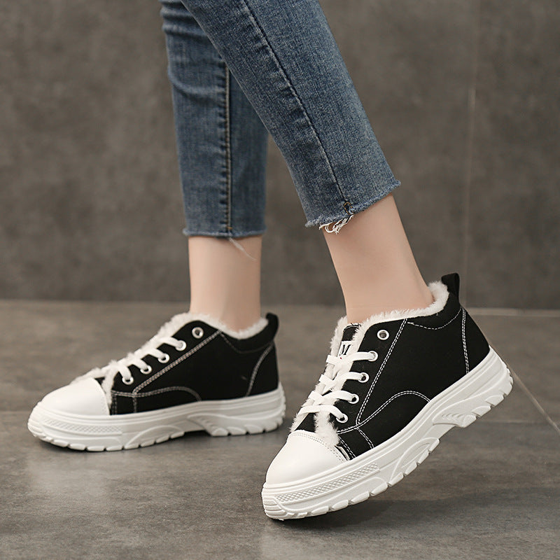 Winter Plus Velvet Cotton Women Canvas Shoes