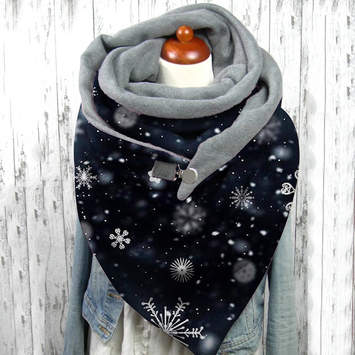 Women Scarf Winter Fashion Printing View Art Print Button Sz