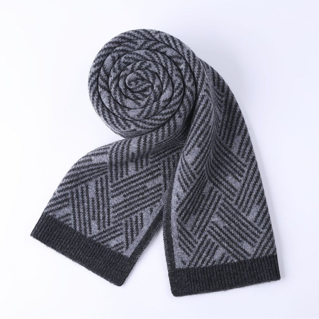 Knitted 100 Pure Wool Scarf For Men And Women Winter Korean Style Atmosphere