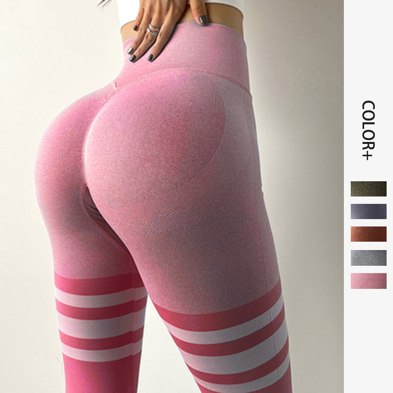 Stripe Design Fitness Leggings High Waisted Tummy Control Gym Yoga Pants Workout Running Legging