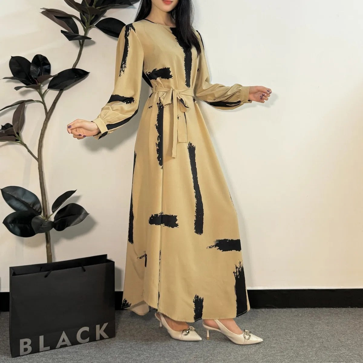Muslim Dress Fashion Women O-neck