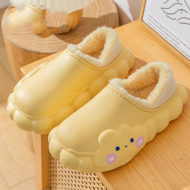 Cartoon Waterproof Cotton Slippers For Women In Winter