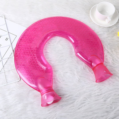 LU-shaped Wide Mouth Knob Hot Water Bottle Mini Transparent PVC Hot Water Bottle