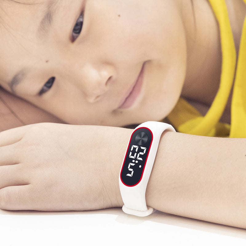 Silicone Children's LED Red And White Light Watch