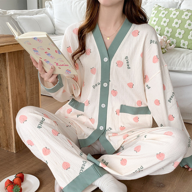 Women's Fashionable Floral Homewear Pajamas Suit