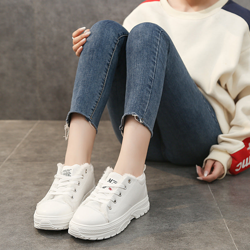 Winter Plus Velvet Cotton Women Canvas Shoes