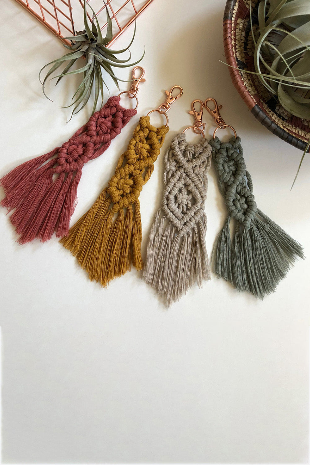 Verskeie 4-pak Macrame Fringe Sleutelhanger