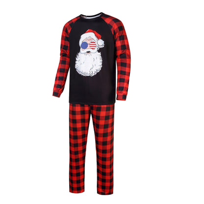 Christmas Printed Home Wear Santa Head Pattern Parent-child Wear Set