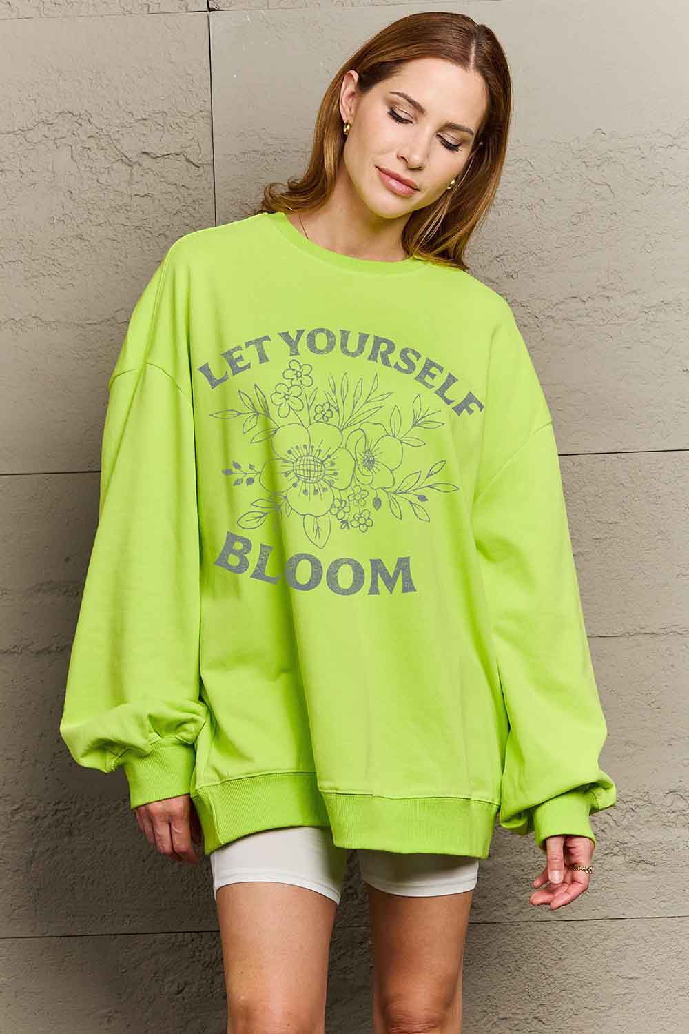 Simply Love Simply Love Full Size LET YOURSELF BLOOM Graphic Sweatshirt