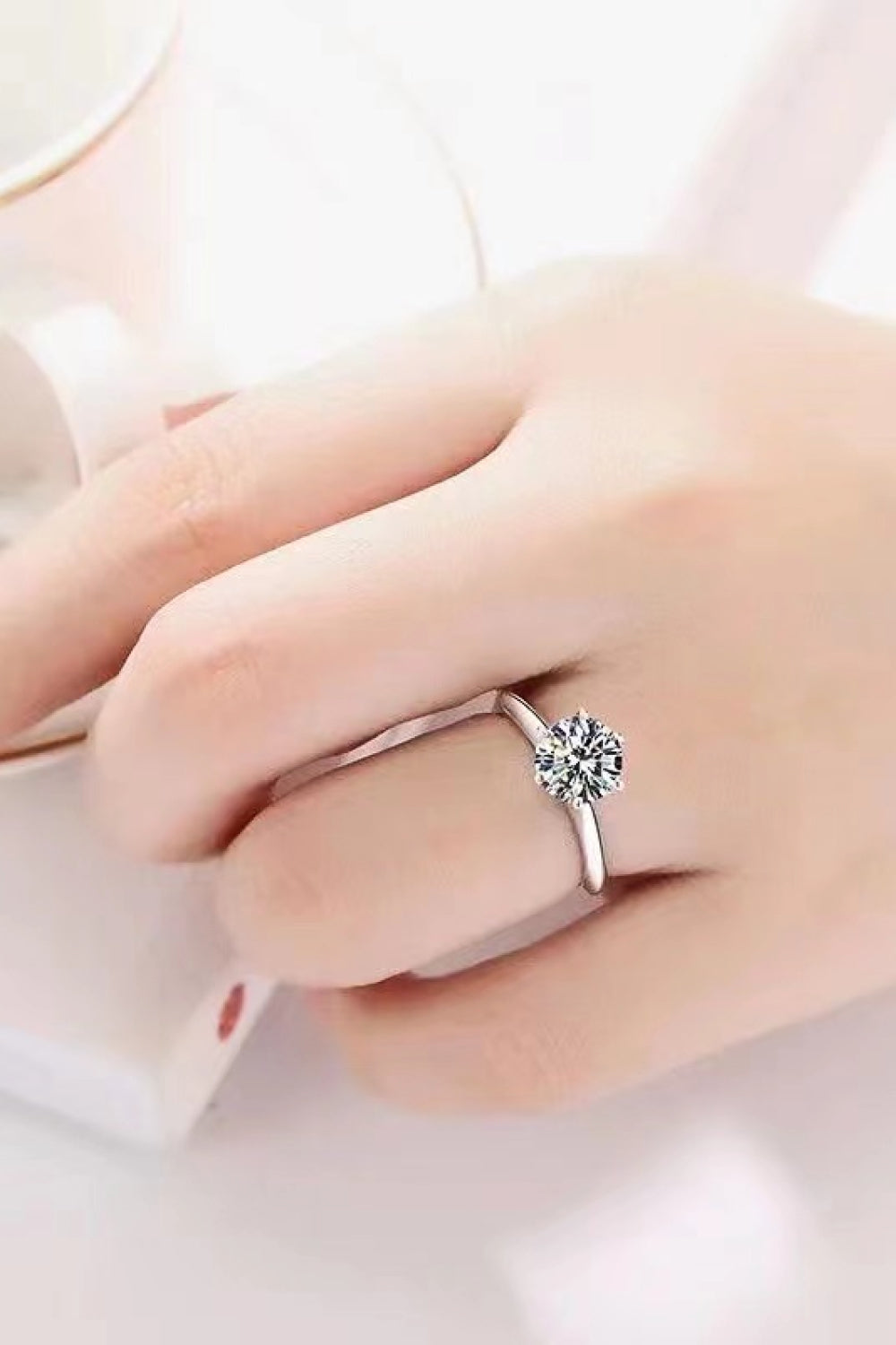 Geliefde 925 sterling silwer 3 karaat Moissanite 6-tand ring