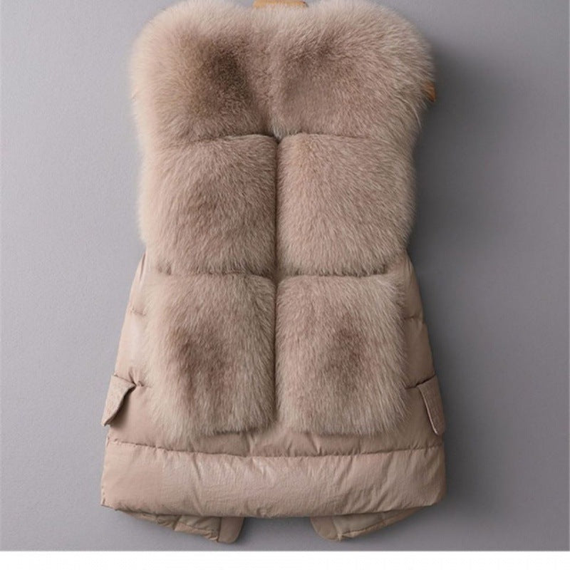 Winter Short Down Jacket Women's Imitation Fox Fur Woolen Women's Winter Wear Vest Cardigan